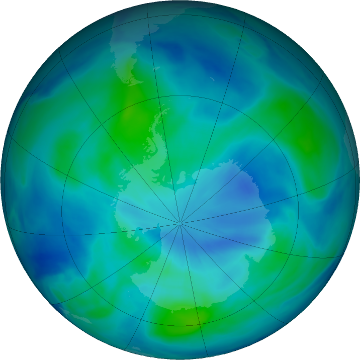 Antarctic ozone map for 07 March 2021